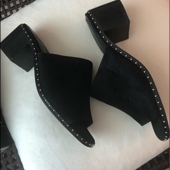 Maje Black Wave Suede  Studded Mules Size 40 - Picture 7 of 15